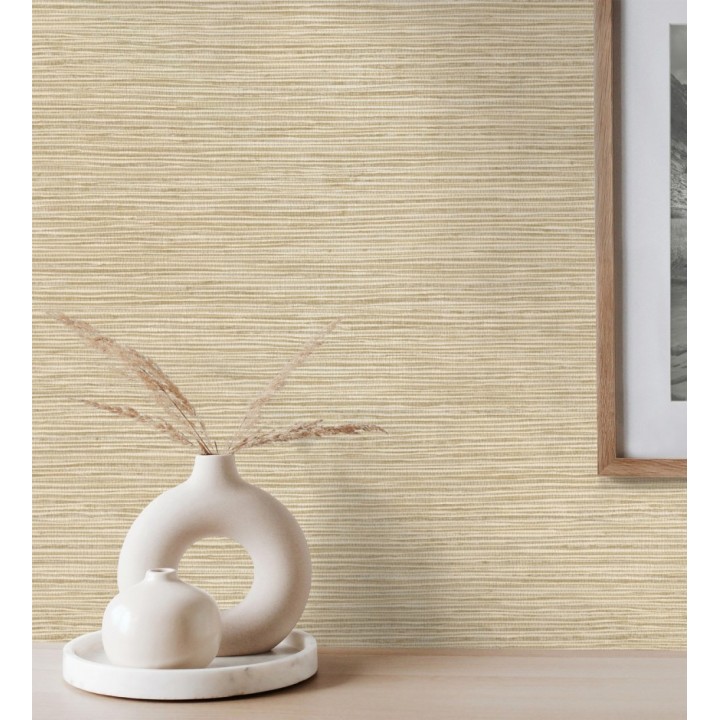 Papel pintado con textura de fibras de cáñamo color natural - Sisay Texture 681832