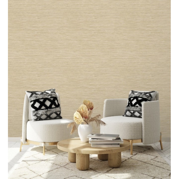 Papel pintado con textura de fibras de cáñamo color natural - Sisay Texture 681832