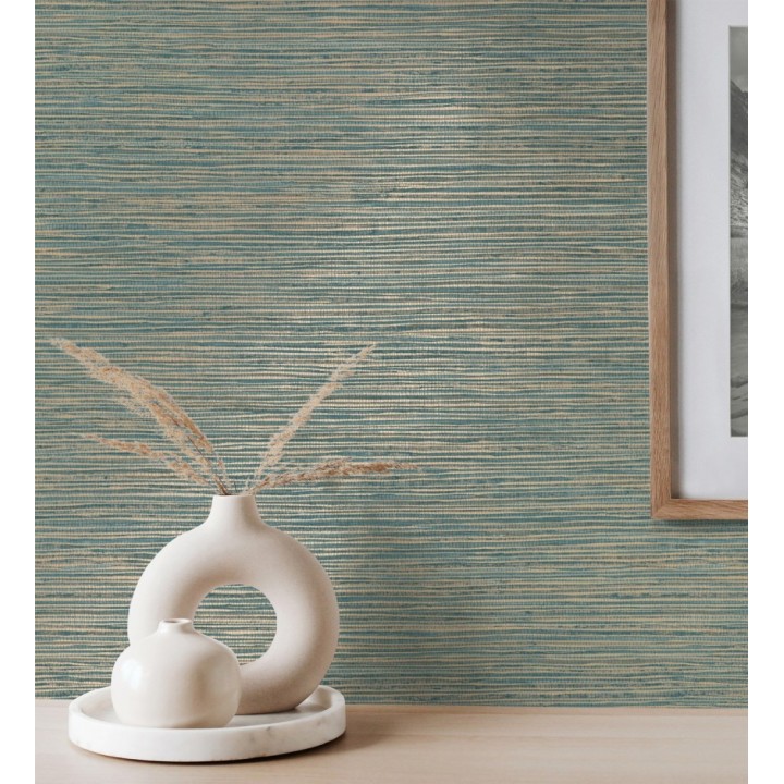 Papel pintado con textura de fibras de cáñamo fondo turquesa - Sisay Texture 681834