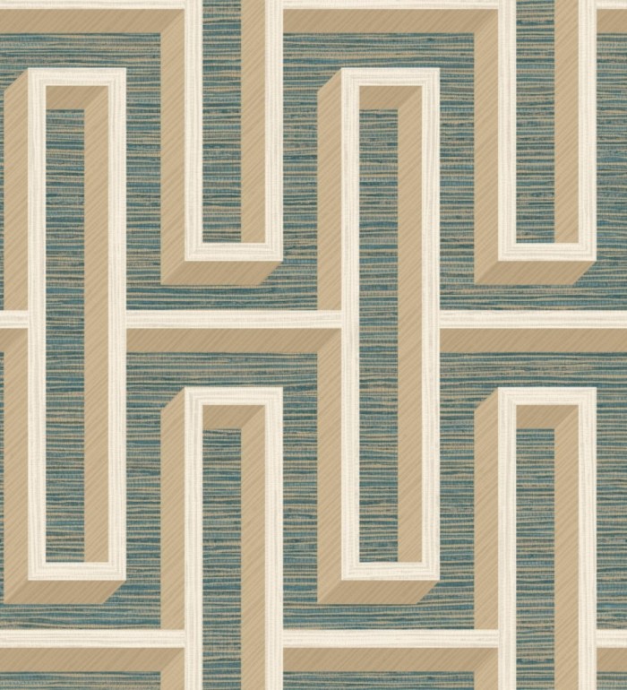 Papel pintado diseño de laberinto y fibras de cáñamo fondo verde con textura - Sisay Metric 681840