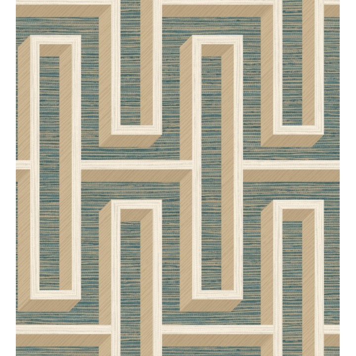 Papel pintado diseño de laberinto y fibras de cáñamo fondo verde con textura - Sisay Metric 681840