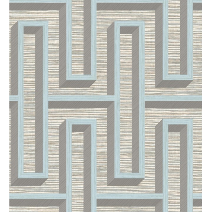 Papel pintado diseño de laberinto y fibras de cáñamo fondo verde agua con textura - Sisay Metric 681841