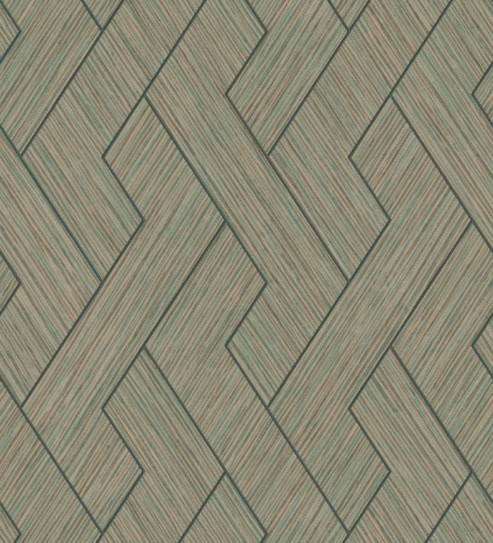 Papel pintado figuras entrelazadas de fibras de cáñamo verde con textura - Sisay Braided 681843