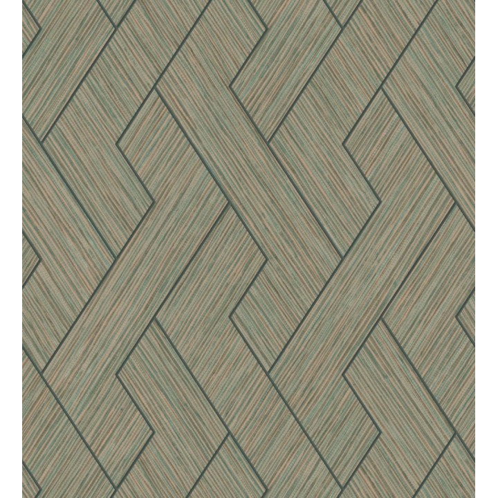 Papel pintado figuras entrelazadas de fibras de cáñamo verde con textura - Sisay Braided 681843