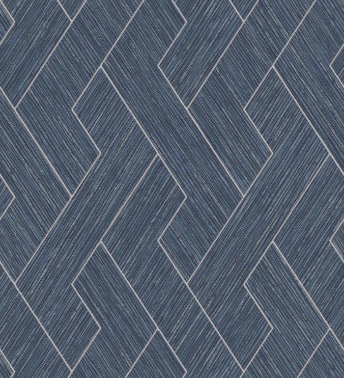 Papel pintado figuras entrelazadas de fibras de cáñamo azul con textura - Sisay Braided 681844
