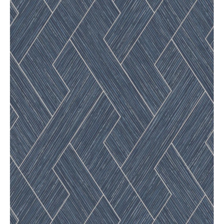 Papel pintado figuras entrelazadas de fibras de cáñamo azul con textura - Sisay Braided 681844