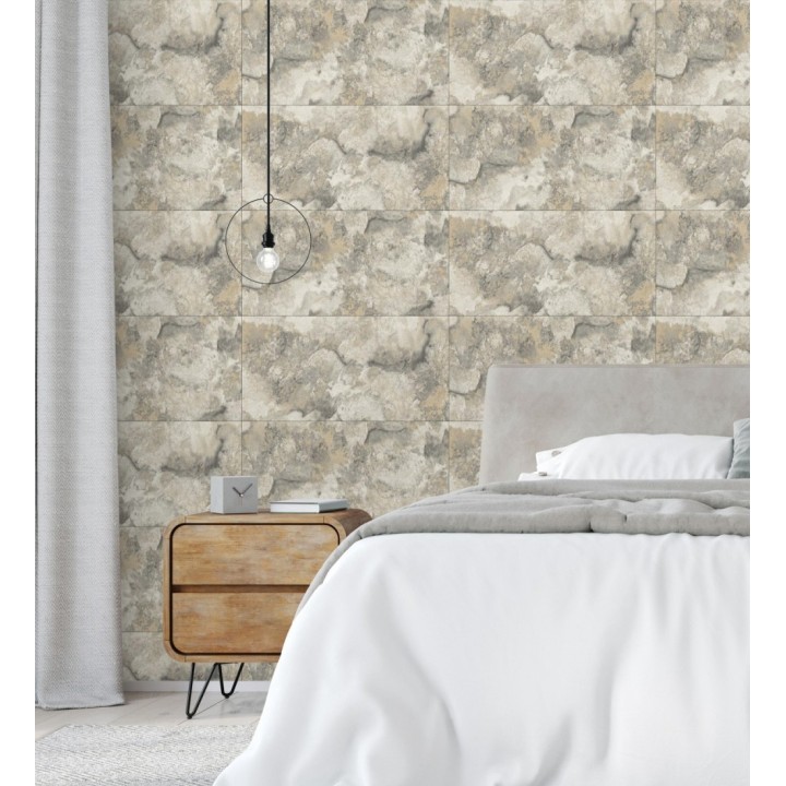 Papel pintado losas de piedra de cuarcita con incrustaciones doradas - Sika Stone 681848