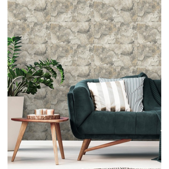 Papel pintado losas de piedra de cuarcita con incrustaciones doradas - Sika Stone 681848