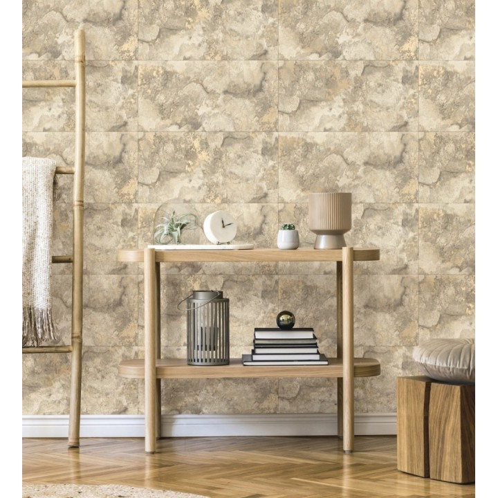 Papel pintado losas de piedra de cuarcita con incrustaciones doradas - Sika Stone 681849