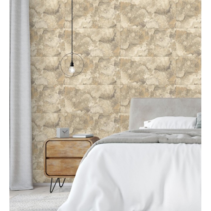 Papel pintado losas de piedra de cuarcita con incrustaciones doradas - Sika Stone 681849