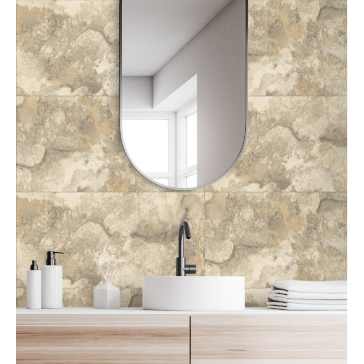 Papel pintado losas de piedra de cuarcita con incrustaciones doradas - Sika Stone 681849