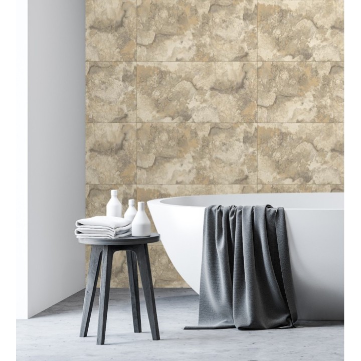 Papel pintado losas de piedra de cuarcita con incrustaciones doradas - Sika Stone 681849