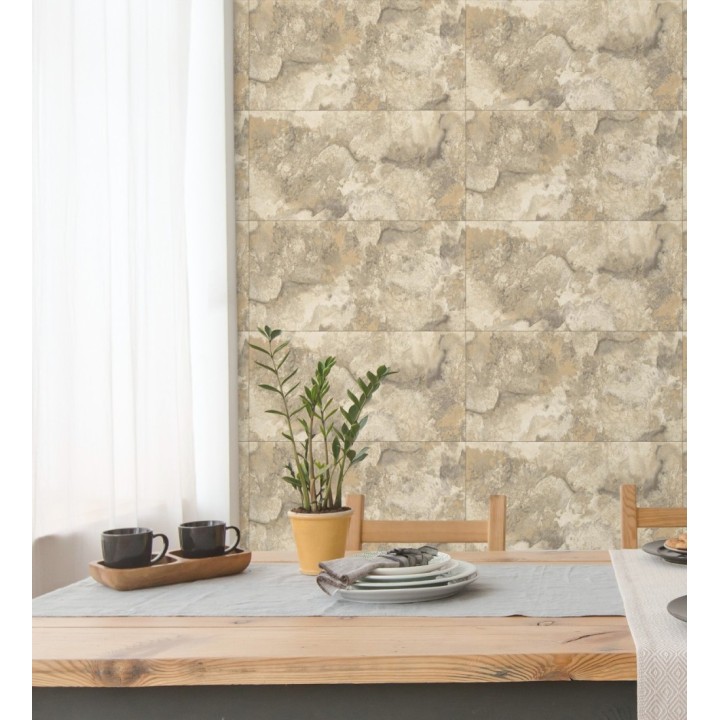 Papel pintado losas de piedra de cuarcita con incrustaciones doradas - Sika Stone 681849