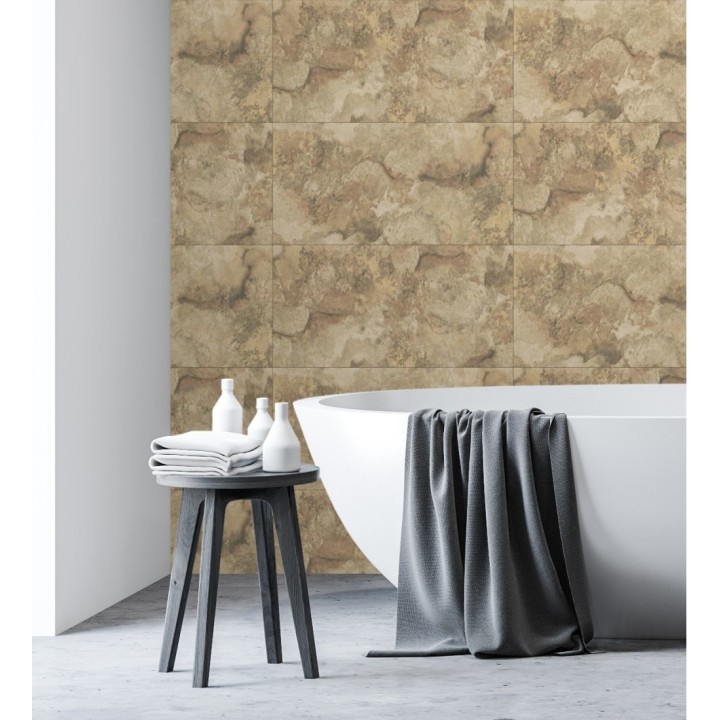 Papel pintado losas de piedra de cuarcita con incrustaciones doradas - Sika Stone 681850