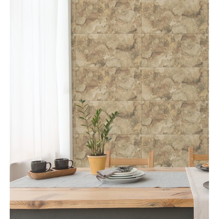 Papel pintado losas de piedra de cuarcita con incrustaciones doradas - Sika Stone 681850