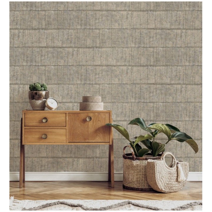 Papel pintado imitación tela de lino natural texturizada - Shafira 681856
