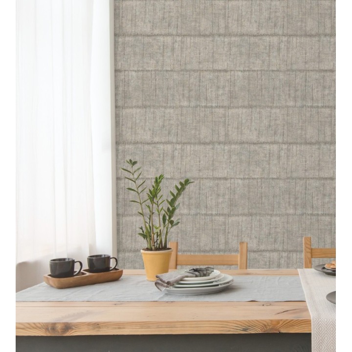 Papel pintado imitación tela de lino natural texturizada - Shafira 681856