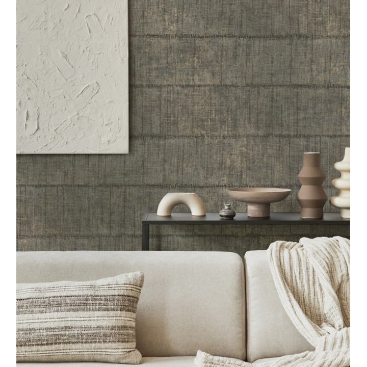 Papel pintado imitación tela de lino natural texturizada - Shafira 681857