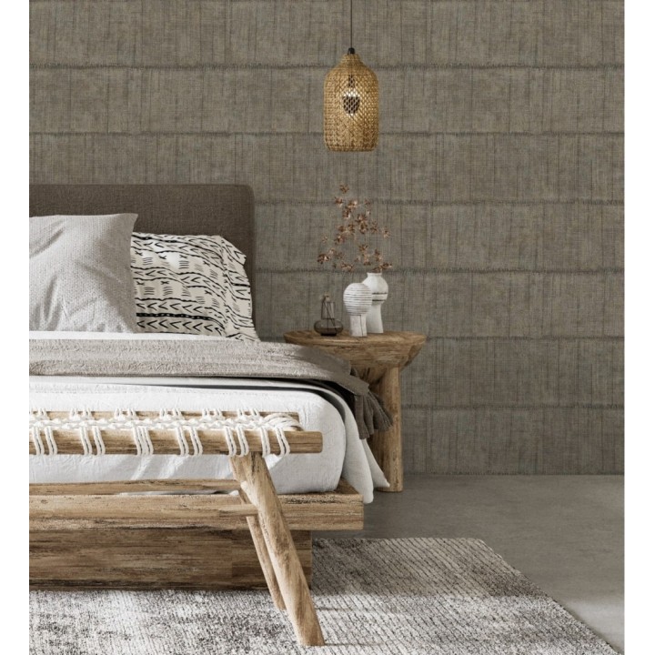 Papel pintado imitación tela de lino natural texturizada - Shafira 681857