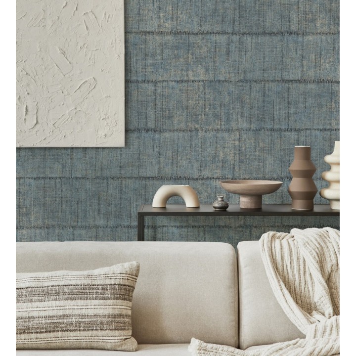 Papel pintado imitación tela de lino natural texturizada - Shafira 681858