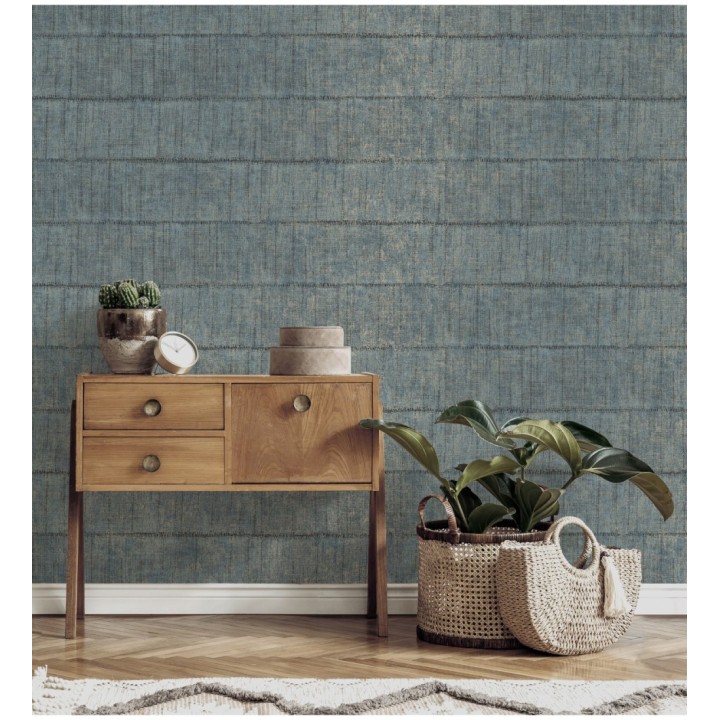 Papel pintado imitación tela de lino natural texturizada - Shafira 681858