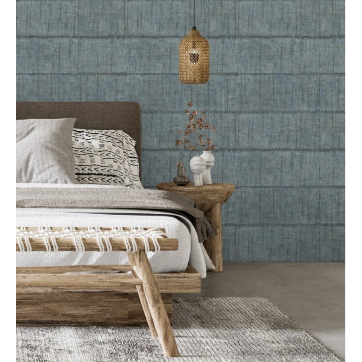 Papel pintado imitación tela de lino natural texturizada - Shafira 681858