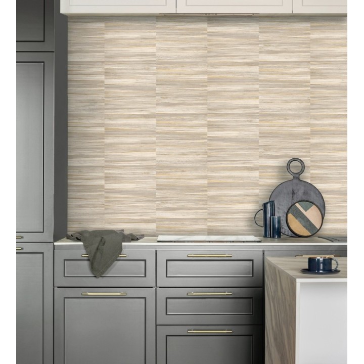 Papel pintado lascas de madera con inserciones en oro - Jabarl 681859