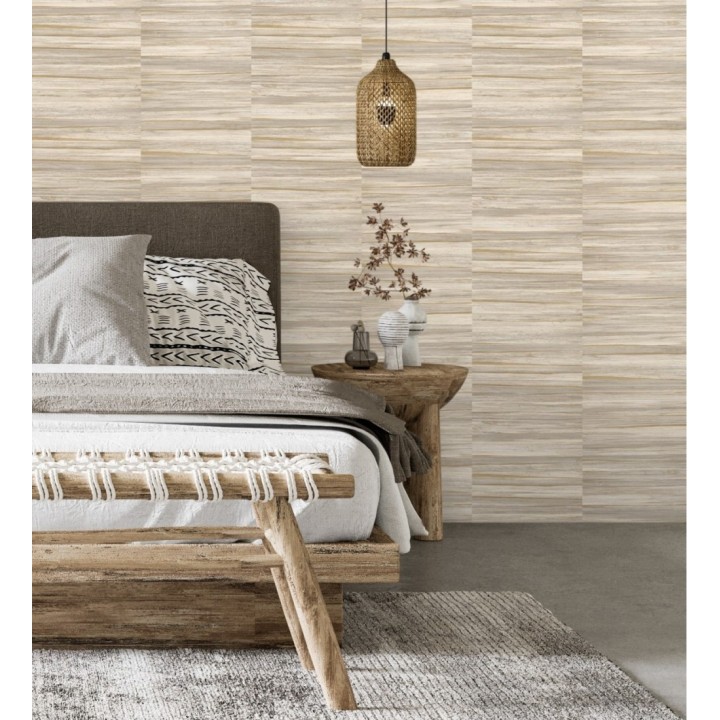 Papel pintado lascas de madera con inserciones en oro - Jabarl 681859