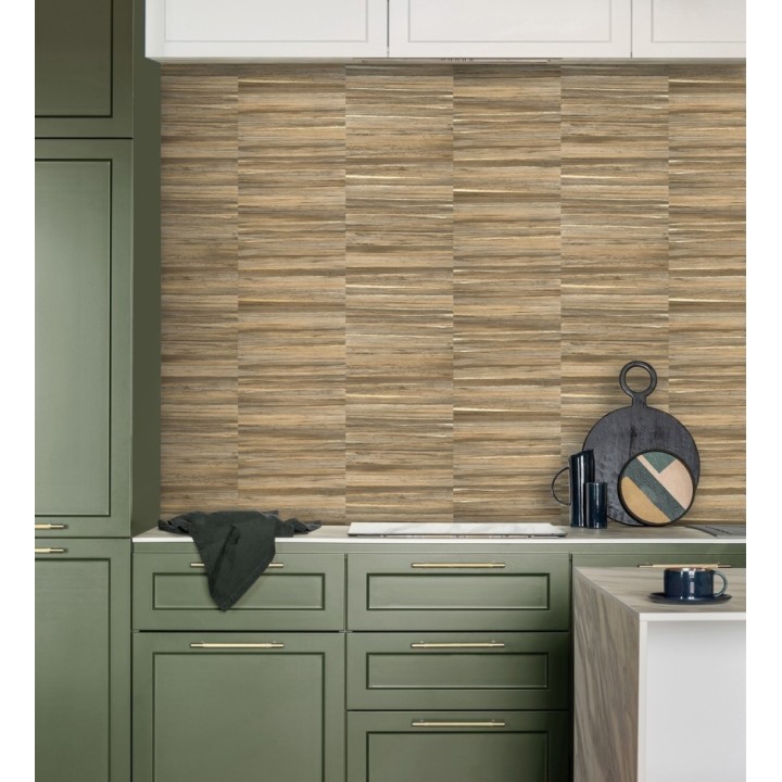 Papel pintado lascas de madera con inserciones en oro - Jabarl 681862