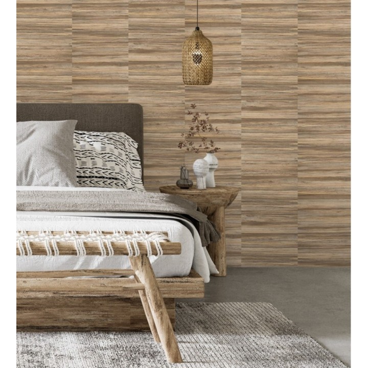 Papel pintado lascas de madera con inserciones en oro - Jabarl 681862