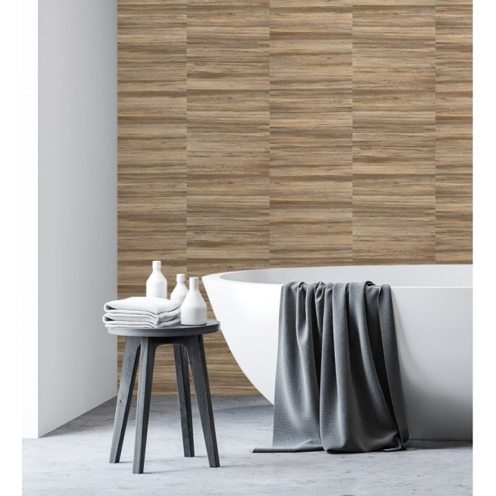 Papel pintado lascas de madera con inserciones en oro - Jabarl 681862