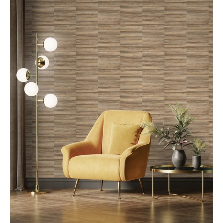 Papel pintado lascas de madera con inserciones en oro - Jabarl 681862