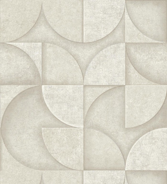 Papel pintado geométrico efecto textura de piedra blanca estilo industrial - Tribial 681863