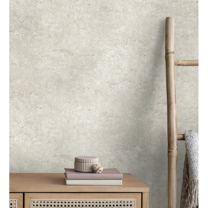 Papel pintado efecto pared de piedra natural blanco hueso - Oni Stone 681867