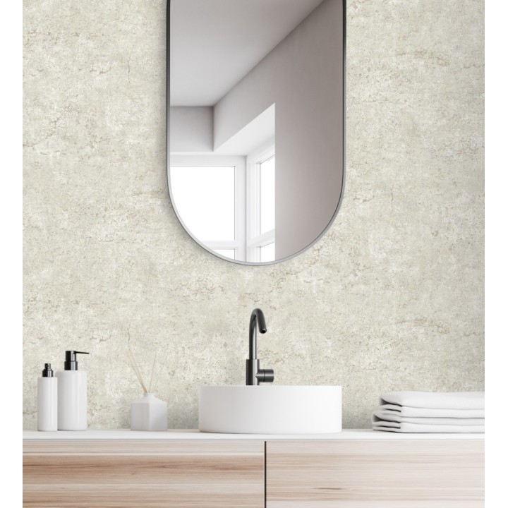Papel pintado efecto pared de piedra natural blanco hueso - Oni Stone 681867