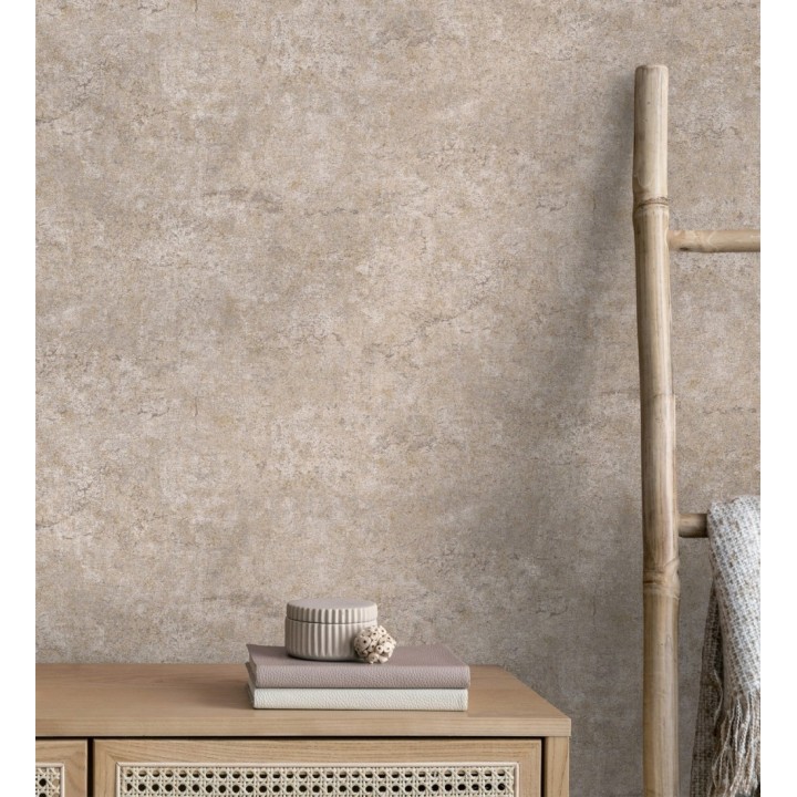 Papel pintado pared de piedra natural texturizado en arena tonos beige - Oni Stone 681868