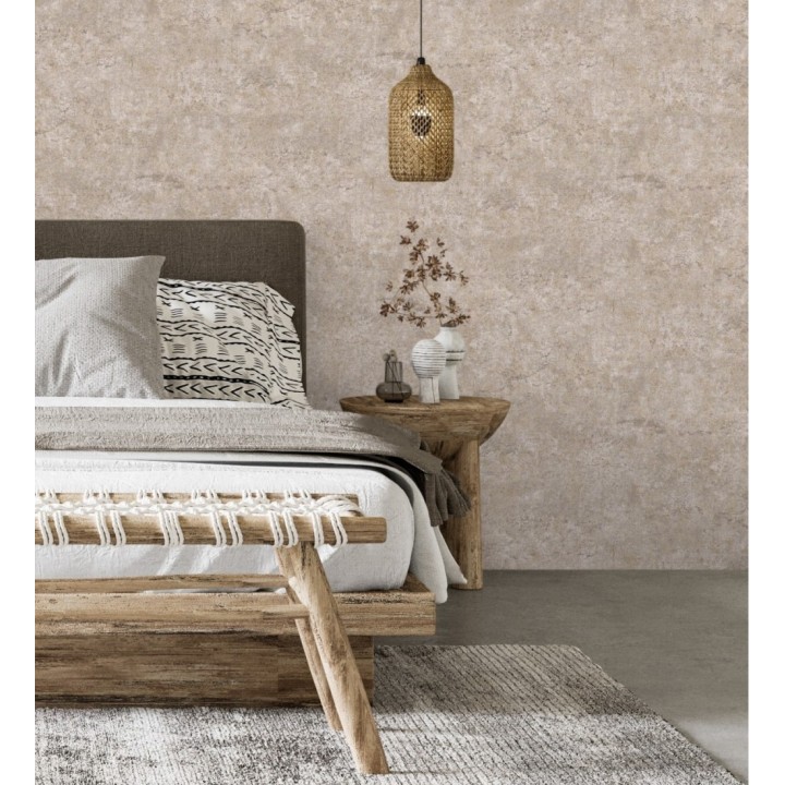 Papel pintado pared de piedra natural texturizado en arena tonos beige - Oni Stone 681868