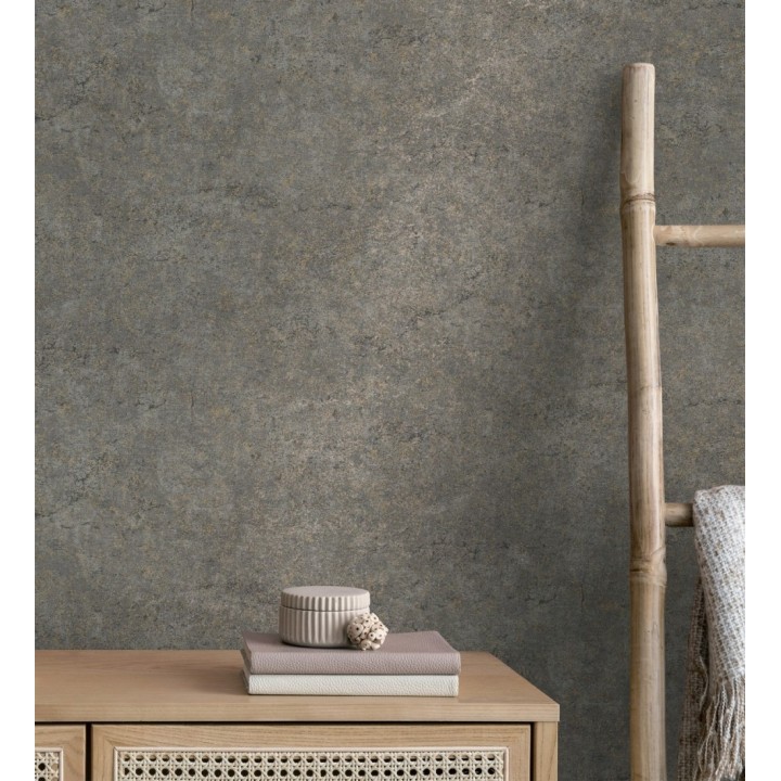 Papel pintado pared de piedra natural texturizado en arena tonos ahumados - Oni Stone 681870