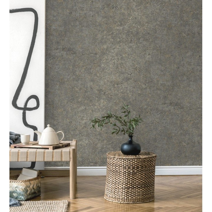 Papel pintado pared de piedra natural texturizado en arena tonos ahumados - Oni Stone 681870
