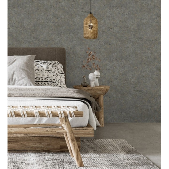 Papel pintado pared de piedra natural texturizado en arena tonos ahumados - Oni Stone 681870