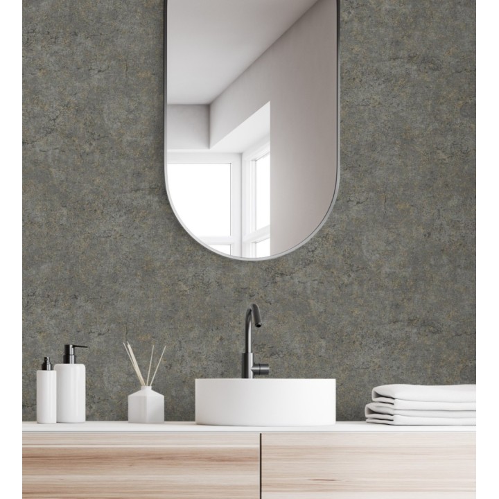 Papel pintado pared de piedra natural texturizado en arena tonos ahumados - Oni Stone 681870