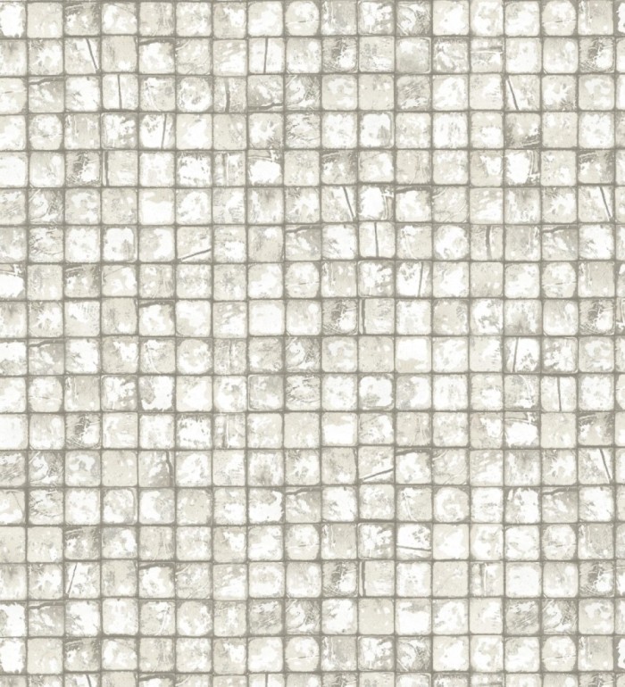 Papel pintado mosaicos de madera natural teñido en blanco roto - Baako 681871