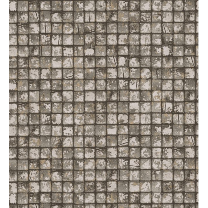 Papel pintado mosaicos de madera natural teñido en color pardo - Baako 681872