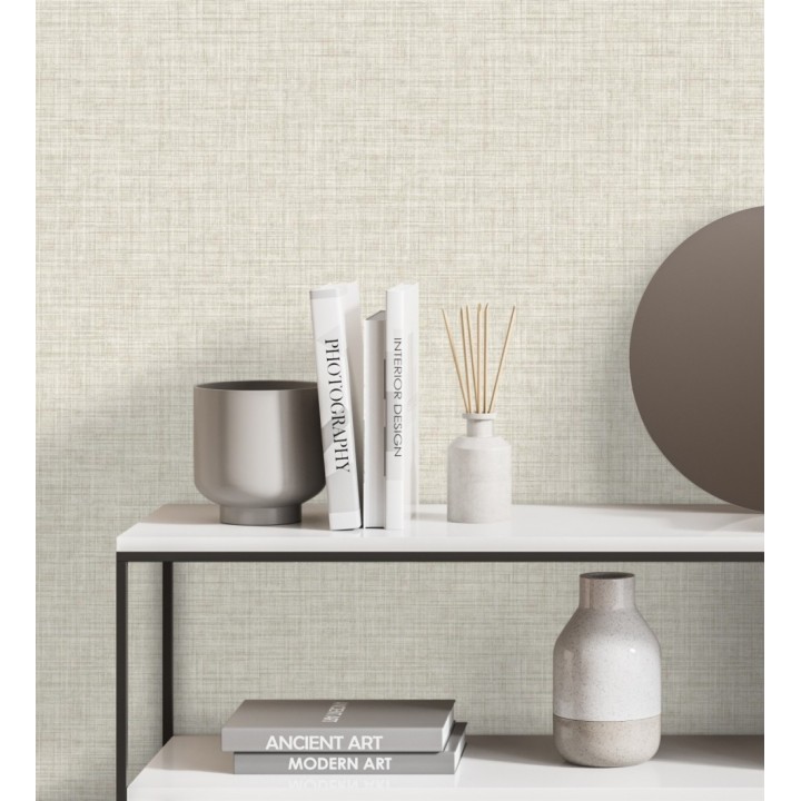 Papel pintado liso imitación lino color natural - Airam Linen 681877