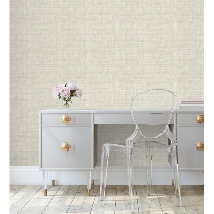Papel pintado liso imitación lino color natural - Airam Linen 681877