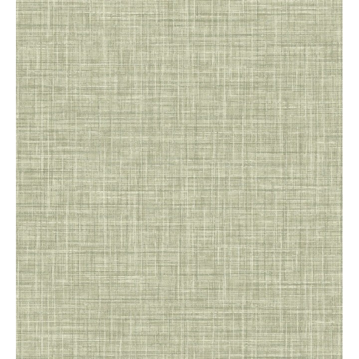 Papel pintado liso imitación lino color verde - Airam Linen 681885