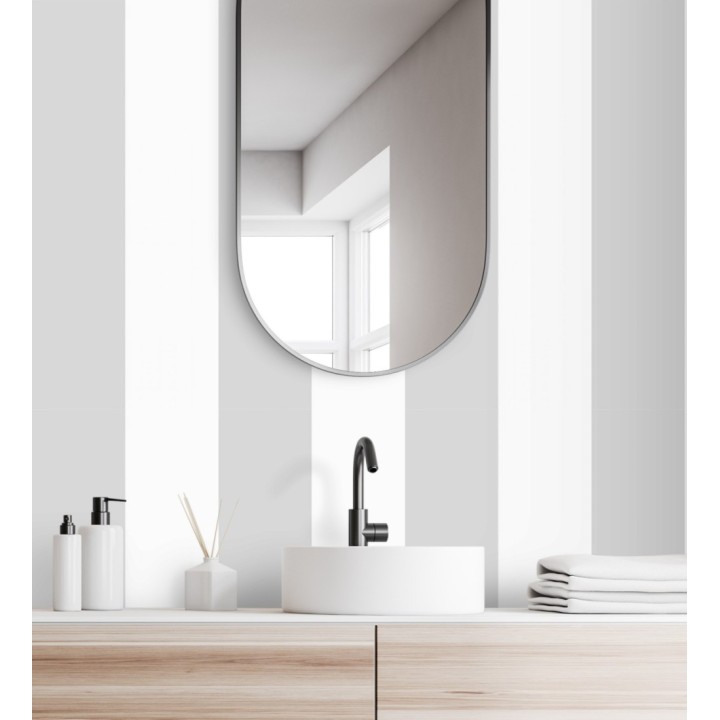 Papel pintado de rayas anchas de 13,25 cm grises y blancas - Allen Stripe 681942