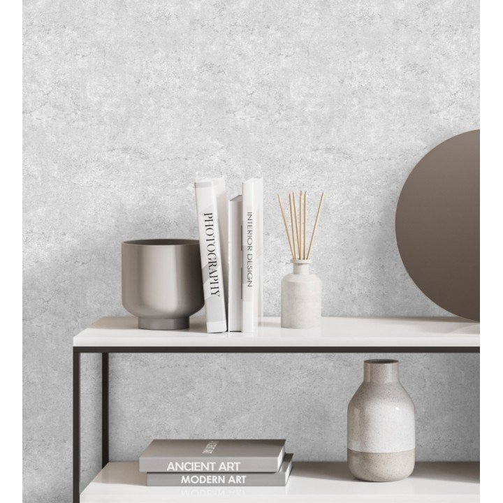 Papel pintado pared de hormigón efecto cemento gris claro - Baldur 681944