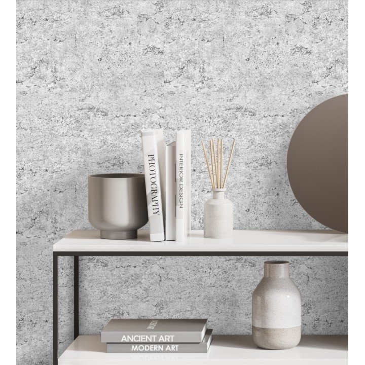 Papel pintado pared de hormigón efecto cemento gris  - Baldur 681945