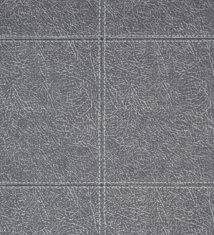 Papel pintado piel cuadros de cuero cosidos en relieve tonos grises - Makeda 681957